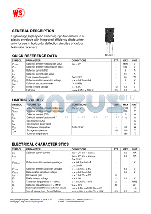 2SD1427 datasheet - Silicon Diffused Power Transistor(GENERAL DESCRIPTION)