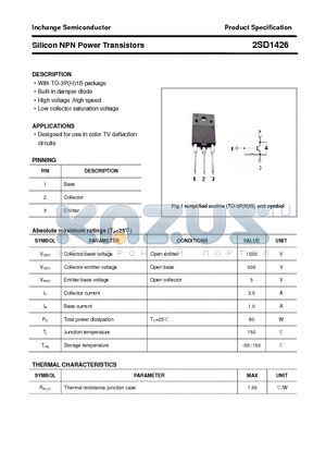 2SD1426 datasheet - Silicon NPN Power Transistors