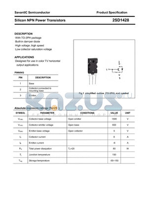 2SD1428 datasheet - Silicon NPN Power Transistors