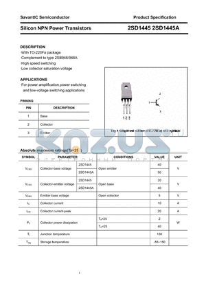 2SD1445 datasheet - Silicon NPN Power Transistors