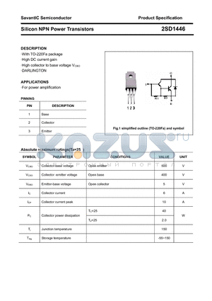 2SD1446 datasheet - Silicon NPN Power Transistors