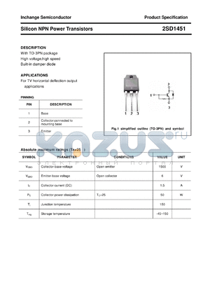 2SD1451 datasheet - Silicon NPN Power Transistors