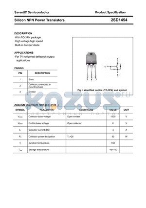 2SD1454 datasheet - Silicon NPN Power Transistors