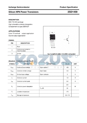 2SD1459 datasheet - Silicon NPN Power Transistors