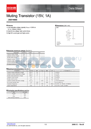 2SD1468S datasheet - Muting Transistor (15V, 1A)