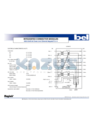0853-2X4R-66 datasheet - INTEGRATED CONNECTOR MODULES Power over Ethernet MagJack 2 x 4