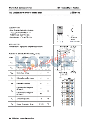 2SD1485 datasheet - isc Silicon NPN Power Transistor