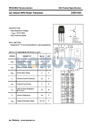 2SD1493 datasheet - isc Silicon NPN Power Transistor