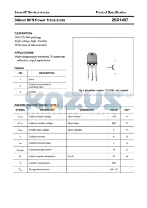 2SD1497 datasheet - Silicon NPN Power Transistors