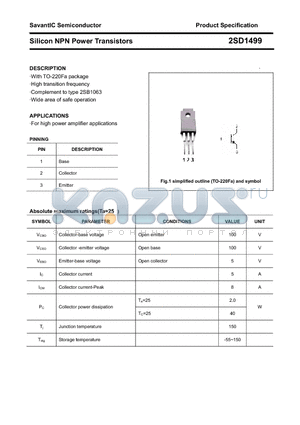2SD1499 datasheet - Silicon NPN Power Transistors