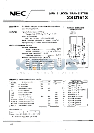 2SD1513 datasheet - Driver and output stages of audio frequency amplifiers