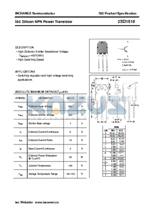 2SD1518 datasheet - isc Silicon NPN Power Transistor