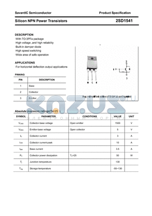 2SD1541 datasheet - Silicon NPN Power Transistors