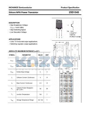 2SD1545 datasheet - Silicon NPN Power Transistor