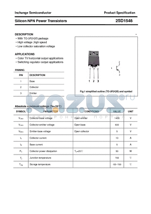 2SD1548 datasheet - Silicon NPN Power Transistors