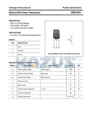 2SD1551 datasheet - Silicon NPN Power Transistors