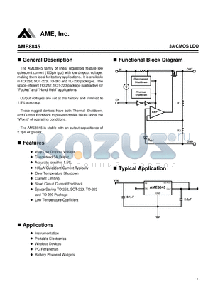 AME8845AEBT330Z datasheet - 3A CMOS LDO