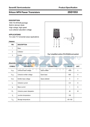 2SD1553 datasheet - Silicon NPN Power Transistors
