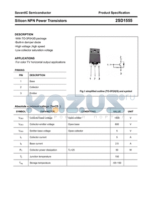 2SD1555 datasheet - Silicon NPN Power Transistors