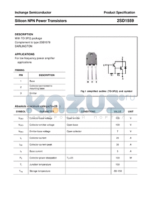 2SD1559 datasheet - Silicon NPN Power Transistors