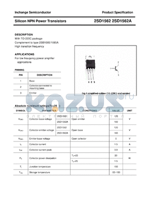 2SD1562 datasheet - Silicon NPN Power Transistors