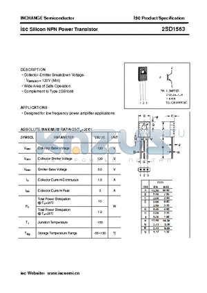 2SD1563 datasheet - isc Silicon NPN Power Transistor