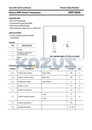 2SD1563A datasheet - Silicon NPN Power Transistors