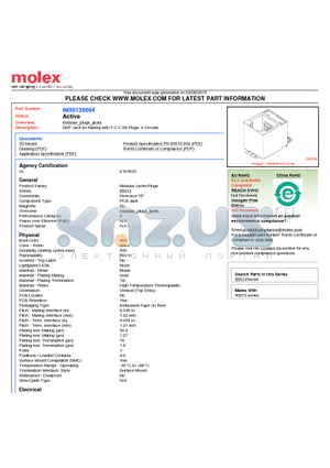 0855135004 datasheet - SMT Jack for Mating with F.C.C 68 Plugs, 4 Circuits