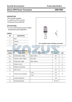 2SD1585 datasheet - Silicon NPN Power Transistors