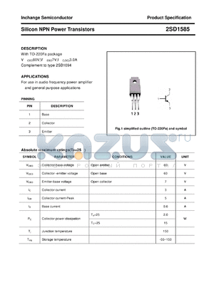 2SD1585 datasheet - Silicon NPN Power Transistors