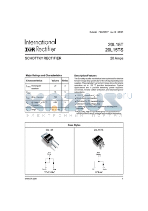 20L15TS datasheet - SCHOTTKY RECTIFIER