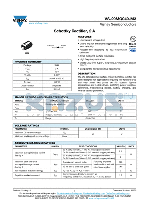 20MQ040-M3 datasheet - Schottky Rectifier, 2 A