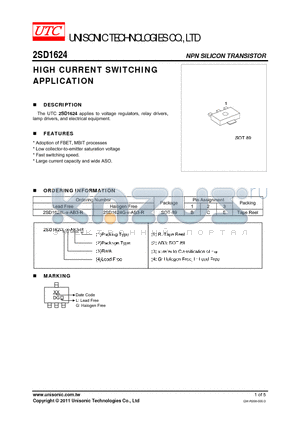 2SD1624 datasheet - HIGH CURRENT SWITCHING APPLICATION