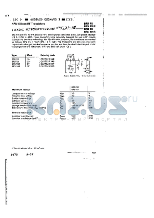 BFS19R datasheet - npn silicon rf transistor