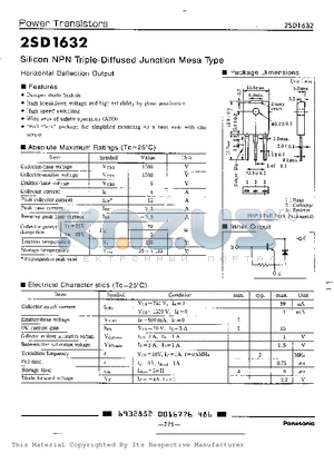 2SD1632 datasheet - Horizontal Deflection Output