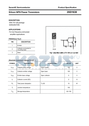 2SD1638 datasheet - Silicon NPN Power Transistors