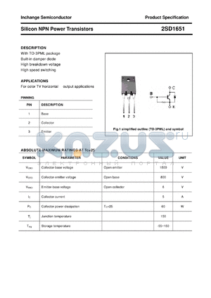 2SD1651 datasheet - Silicon NPN Power Transistors