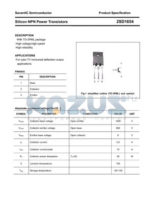 2SD1654 datasheet - Silicon NPN Power Transistors