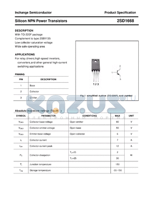 2SD1668 datasheet - Silicon NPN Power Transistors