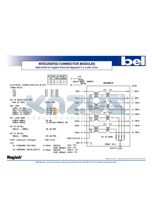 0863-2X6R-54 datasheet - INTEGRATED CONNECTOR MODULES Gigabit Ethernet MagJack 2 x 6 with LEDs