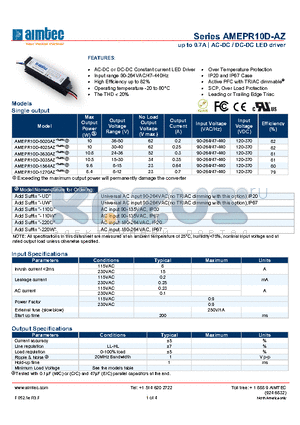 AMEPR10D-5020AZ datasheet - up to 0.7A | AC-DC / DC-DC LED driver