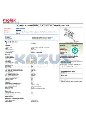 0871300500 datasheet - 2.50mm (.098) Pitch Cable Holder, for Discrete Wire, Flat Cable and Ribbon Cable 5 Circuits