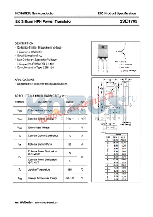 2SD1705 datasheet - isc Silicon NPN Power Transistor