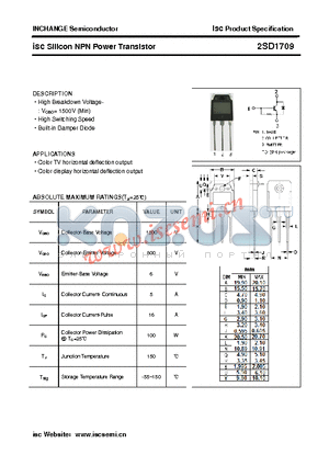 2SD1709 datasheet - isc Silicon NPN Power Transistor