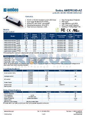 AMEPR30D-5070AZ datasheet - up to 2A | AC-DC / DC-DC LED driver