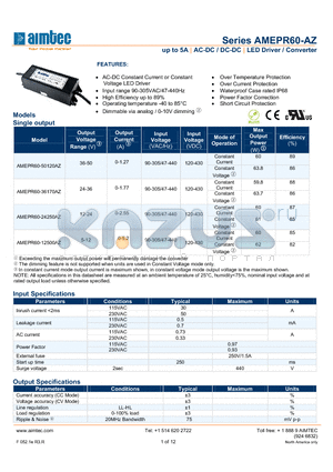 AMEPR60-50120AZ datasheet - up to 5A | AC-DC LED driver
