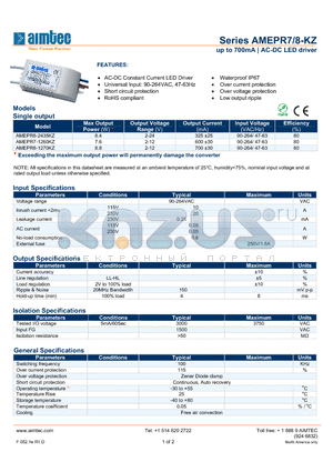 AMEPR7-KZ datasheet - up to 700mA | AC-DC LED driver