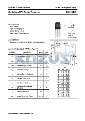 2SD1728 datasheet - isc Silicon NPN Power Transistor
