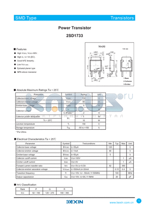 2SD1733 datasheet - Power Transistor