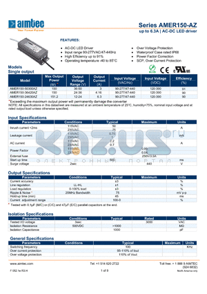 AMER150-36420AZ datasheet - up to 6.3A | AC-DC LED driver